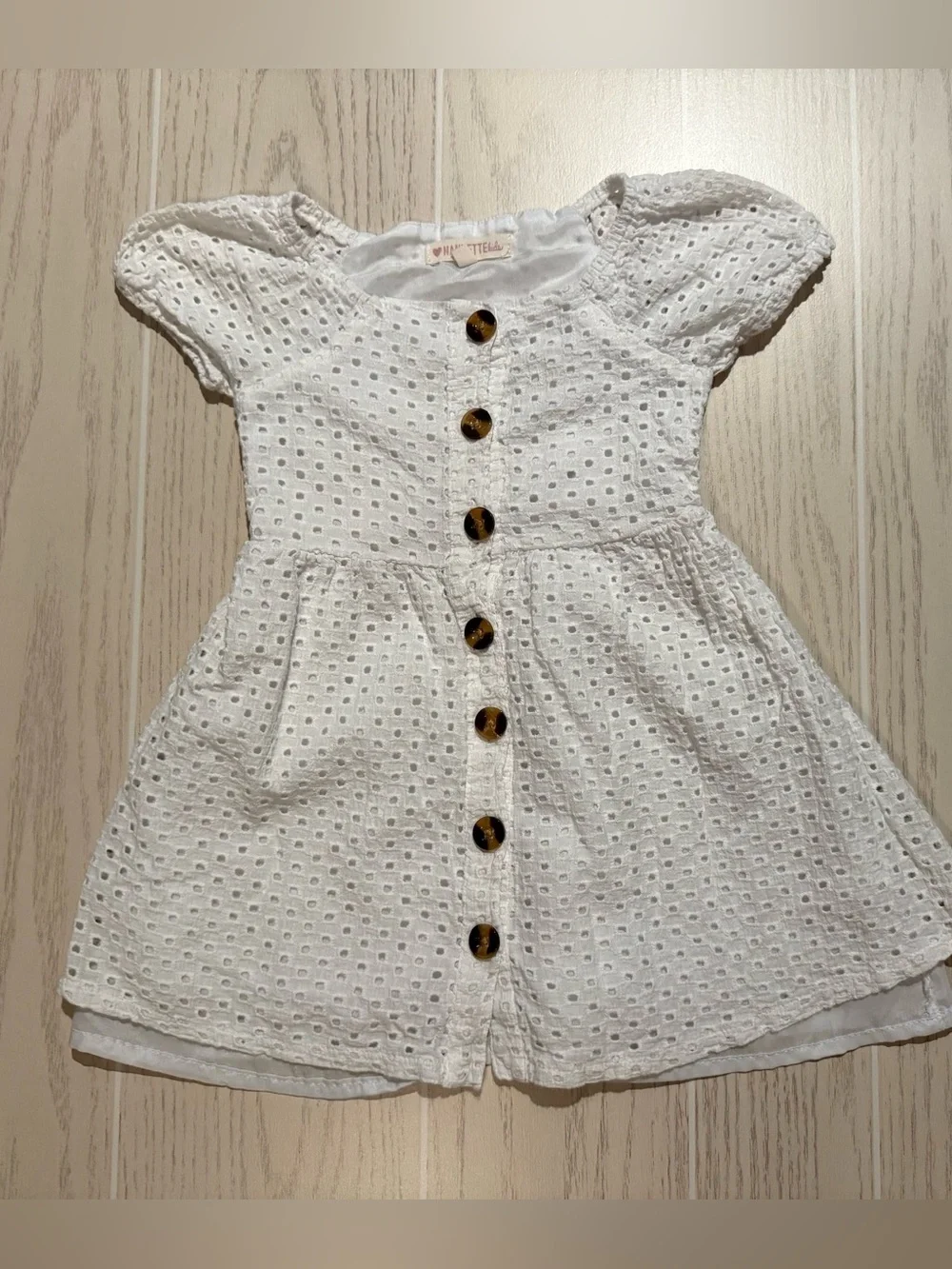 Nanette Kids Girls 5T White Eyelet Button‎ Front Dress